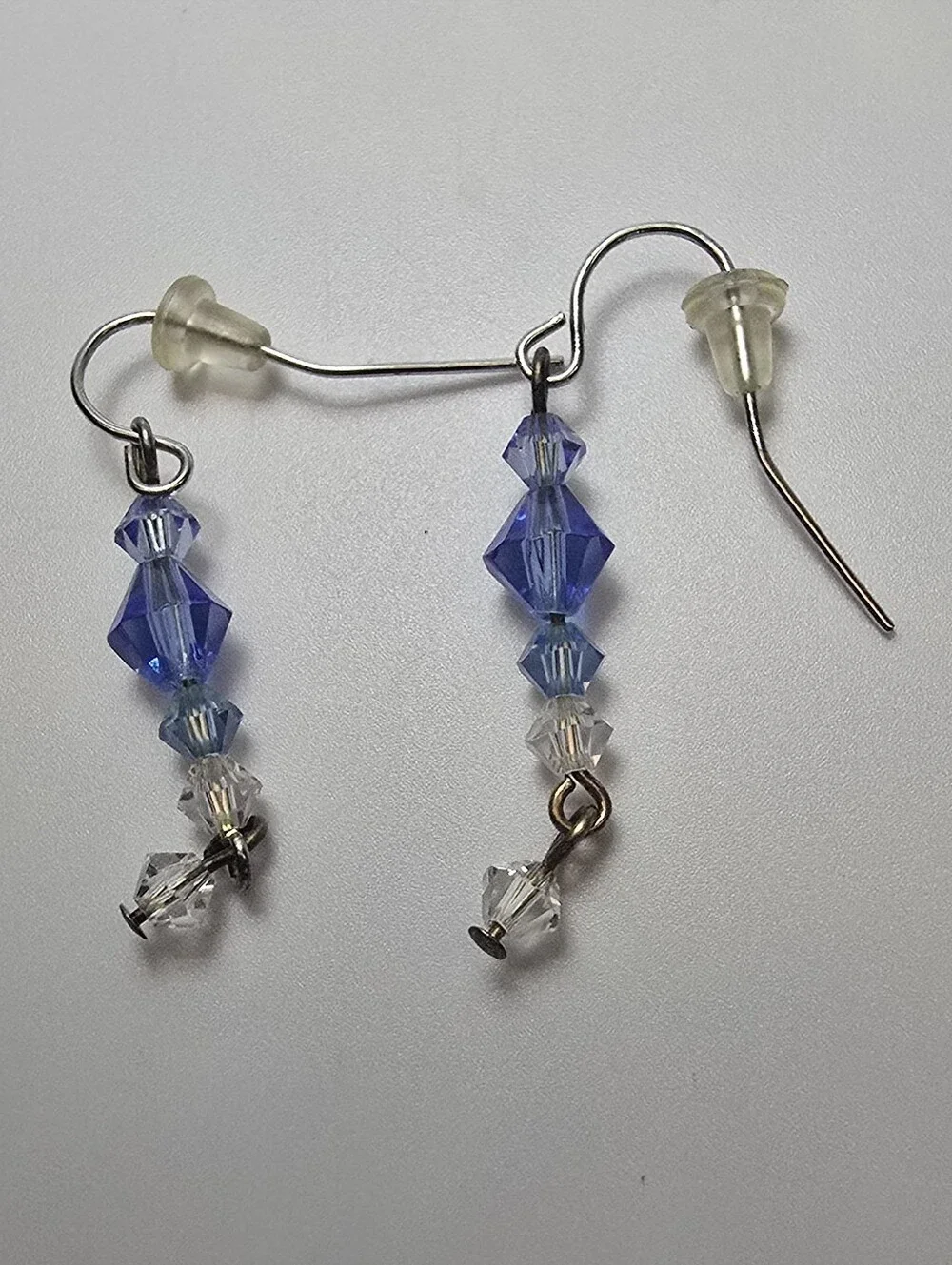 Silver-Tone Necklace & Earring Set with Blue Crystal Accents